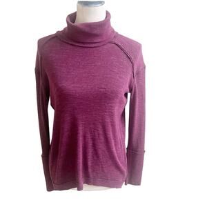 Free People We the Free Split Back Funnel Neck Top Plum Purple Knit Size XS